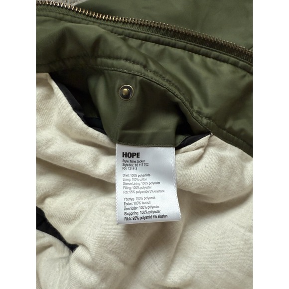 hope stockholm jacket Mine Olive Green Bomber Zip Up Size W 36 M 46 - Picture 9 of 11